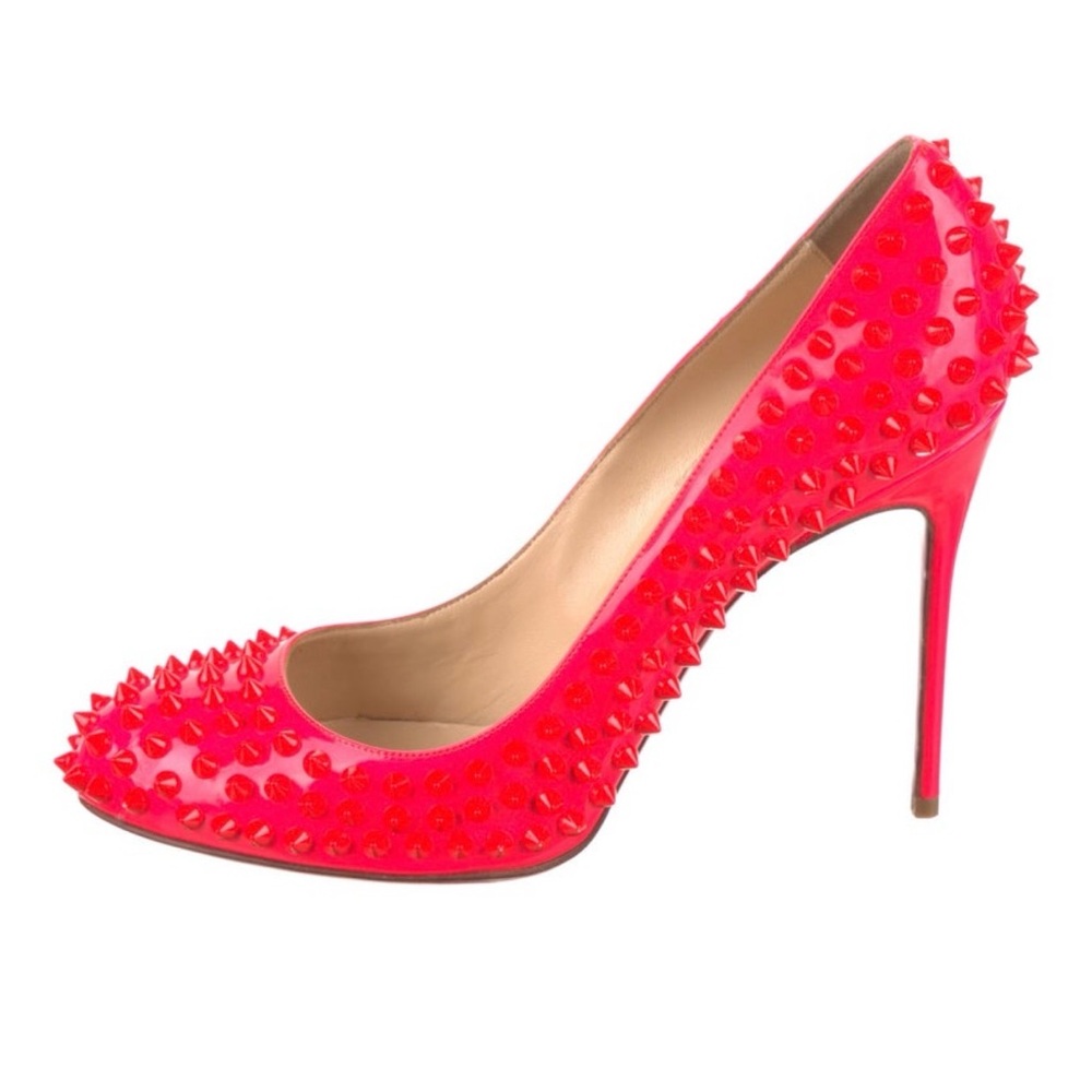 Christian Louboutin Vibrant Red Orange Spiked Heels